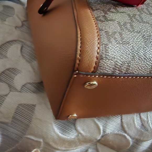 Karl Lagerfeld Brown and Tan Monogram Satchel - Picture 14 of 16